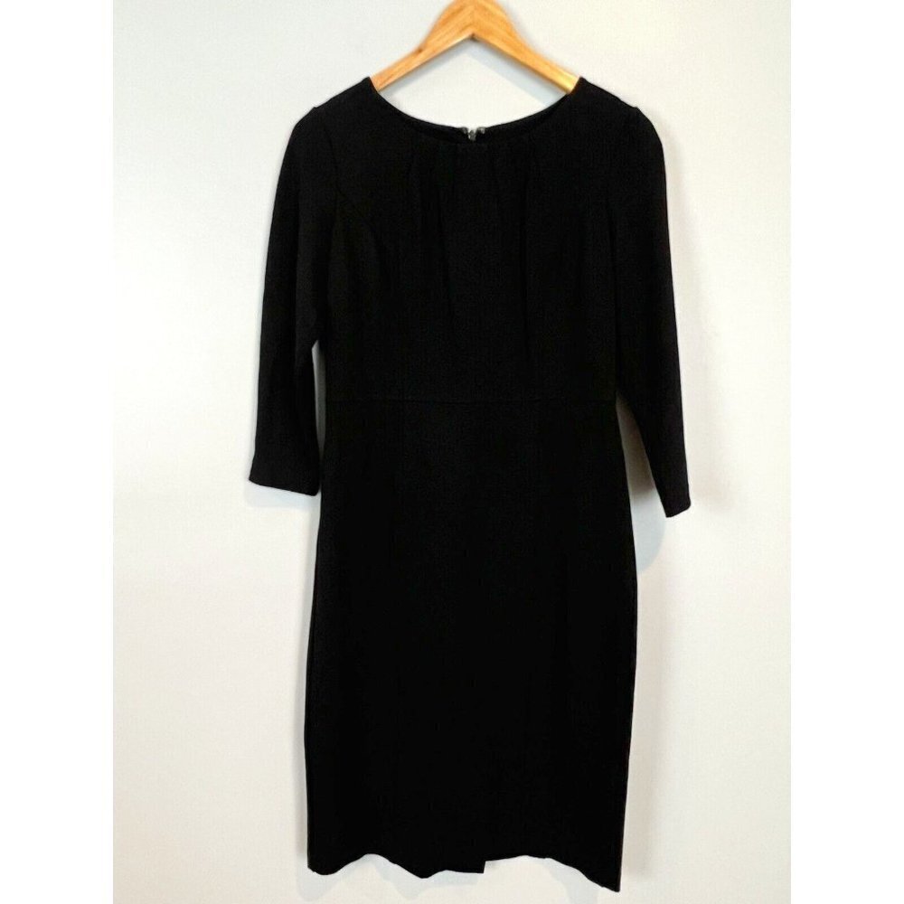 Talbots Black Sheath Dress Size 2 Solid 3/4 Sleeves Career Wear Nwot